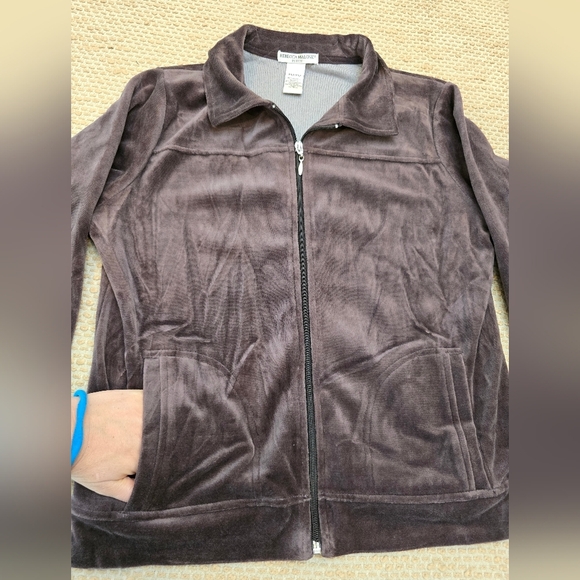 Rebecca MALONE 2 Piece Brown Outfit Zip Jacket &  Pants Medium Petite Size - Picture 3 of 12